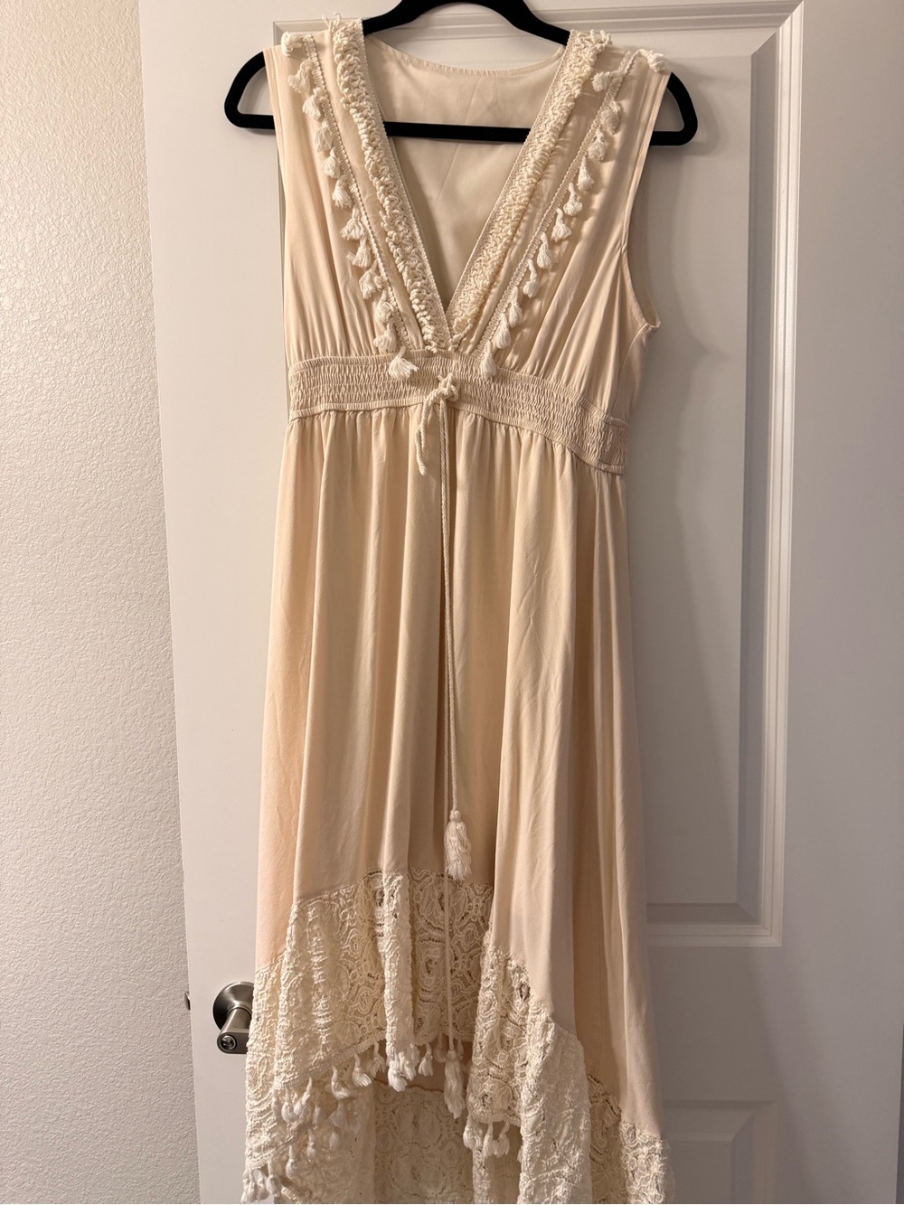 Cupshe Cream Tassel Maxi Dress, multicolor athletic dress and sequin jumpsuit